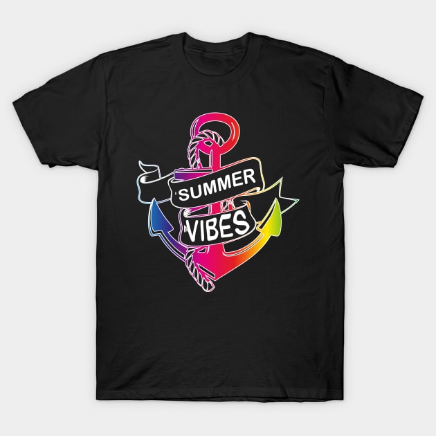 Summer Vibes full color | LGBT beach sailling captain T-Shirt by PolygoneMaste